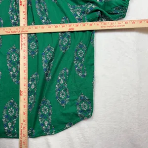 Knox Rose‎ S Green Paisley Peasant Top Boho Floral Puff Sleeve Cottagecore thumbnail 5