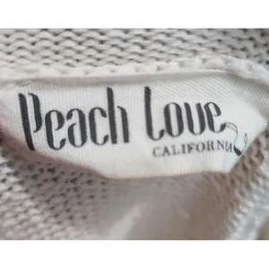 Peach Love Sweater Womens Size Small‎ Cream Brown Tie Dye Distressed Pocket Boho thumbnail 5