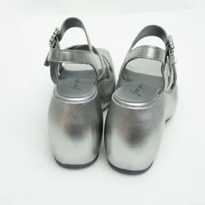 Free‎ People. Brooklyn Ankle Strap Silver Metallic Platform Sandal. 8.5 thumbnail 3