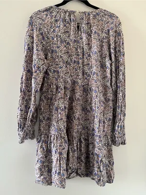 Universal Thread Pink Ditsy Floral Peasant Long Sleeve Mini Dress XS Cottagecore thumbnail 6