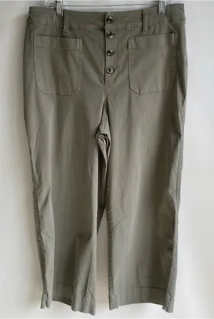 Sonoma wide leg crop pant sailor front olive green chino casual summer 16 thumbnail 1