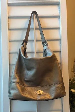 Fossil Shoulder Bag Metalluc Bronze Pebbled Leatger thumbnail 1