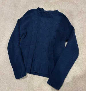 American Eagle Navy Blue Braided Knit Sweater thumbnail 1