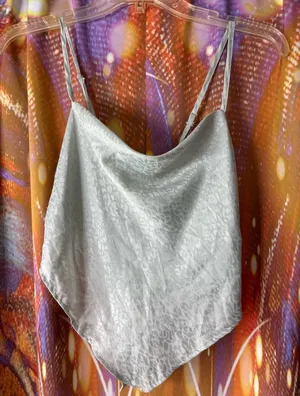Satin Leopard Print Cami ✨ NWT Silver Size M thumbnail 2