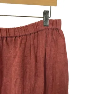 FLAX Womens Size Large Pull On 100% Linen Rust Red Maxi Skirt thumbnail 2