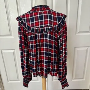Free People Charlie ruffle plaid top NWT size XS thumbnail 13