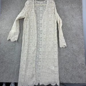 Miss Me Women's S Ivory Crochet Lace Long Duster Cardigan Cottagecore Etherreal thumbnail 11