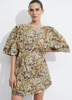 NWT‎ & Other Stories Scalloped Mini Dress Sz XS Floral Cottage Romantic Feminine thumbnail 1