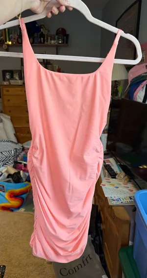 Tiger Mist Coral Ruched Tank Dress thumbnail 1