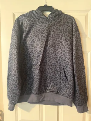 Black Leopard Hoodie Gray Size L thumbnail 1