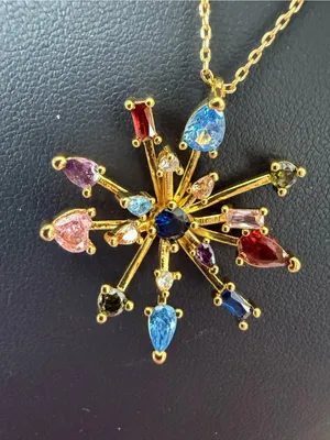 Kate Spade |♠️| Gold Plated Multicolor Starburst Pendant Necklace | Medium thumbnail 3