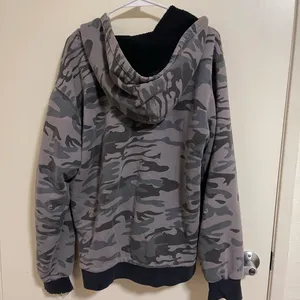 Quicksilver Vintage Y2K Sherpa Lined Hoodie Grey Camo Camouflage Men's Size Med thumbnail 2