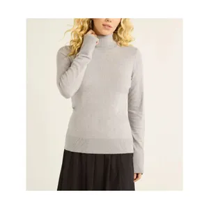 Free Assembly Womens Sweater Size L Heather Grey Ribbed Turtleneck Knit Classic thumbnail 3