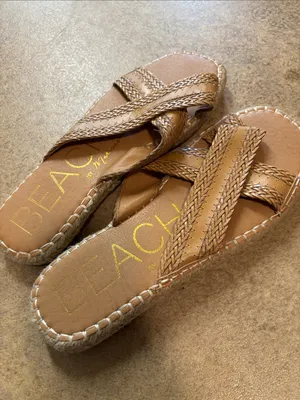 BEACH by Matisse Tan Braided Espadrille Slide Sandals thumbnail 1