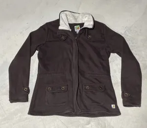 Carhartt Women's WK111 Sherpa Lined Collar Full Zip Jacket Brown SZ Large VTG thumbnail 1