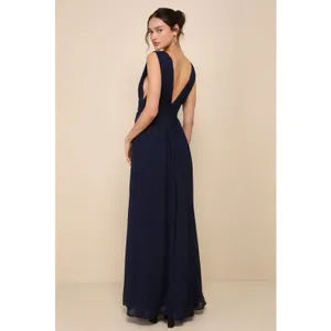 NWT Lulus Heavenly Hues Navy Slit Bridesmaid Maxi Dress thumbnail 2