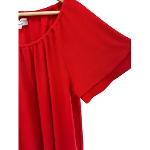 MADEWELL Texture & Thread Red Crinkle Texture Tier Sleeve Baby-Doll‎ Dress Large thumbnail 3