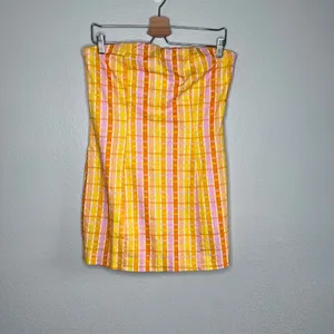 Peppermayo Girls Lunch Tube Mini Dress Splice Check Pattern Linen Blend US 6 thumbnail 2