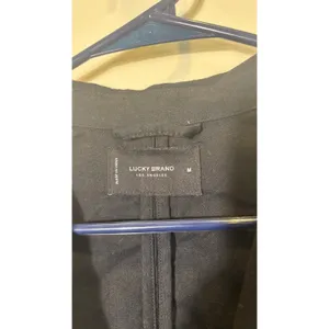 Lucky Brand Women Medium Black Cotton Single Button Blazer Jacket Staple Piece‎ thumbnail 3