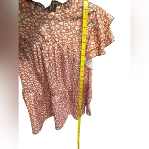 Jodifl Ruffle Sleeve Top burnt orange and white print wt55 thumbnail 4