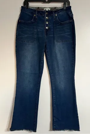 Frye and Co Women's High Rise Raw Hem Button Fly Boot Cut Jeans Size 10‎ thumbnail 1