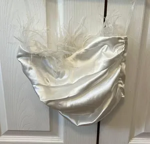 Blu Spero white strapless feathered top thumbnail 1