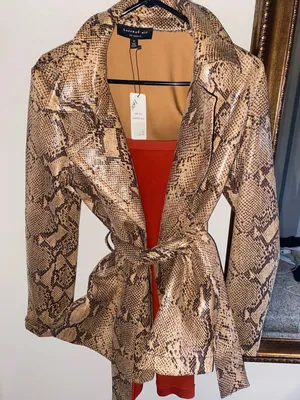 Belted Snakeskin Leather Jacket Multiple Size M thumbnail 1