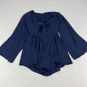 Altar'd State Romper Womens Medium Blue Chiffon Long Sleeve V-Neck Elastic Waist thumbnail 1