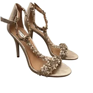 INC Rosiee Metallic Floral Embellished Stiletto Heels‎ Event Champagne Size 6.5M thumbnail 2