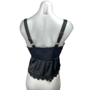 Heartloom Women's Black Satin Lace Sleeveless Cami Camisole Slip Tank Top Size M thumbnail 2