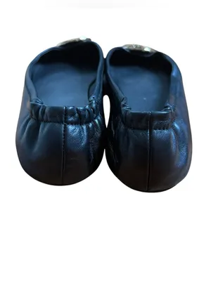 Tory Burch Black Leather Minnie Ballet Flats thumbnail 3
