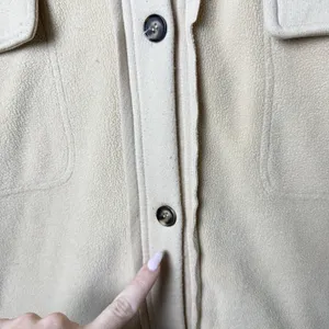 BiBi Fleece Buttoned Down Oversized Shirt Jacket Tan Fall Winter Women’s Size XL thumbnail 11