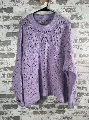 Aerie | women lilac purple knitted crewneck sweater thumbnail 1