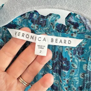 Veronica Beard Becky Ruched Silk Mini Dress in‎ Turquoise Floral Size 2 thumbnail 6