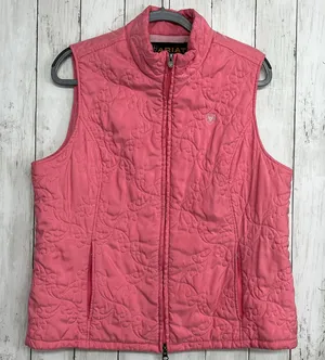 Ariat Women's XL Pink Softshell Vest Wind Water Resistant Equestrian Team Logo thumbnail 1