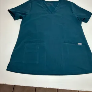 Figs Scrubs Top Womens S Teal Casma Three Pocket V Neck Technical Collection thumbnail 2