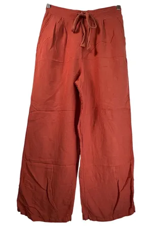 A New Day Womens Burnt Orange Wide Leg Drawstring High Rise Pants Size M Rust thumbnail 1