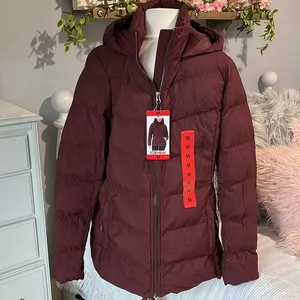 Puffer Coat Ski Jacket 32 Degrees Burgundy Maroon Womens Medium Hooded thumbnail 1
