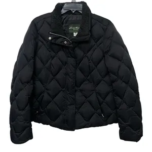 Eddie Bauer Large Petite Quilted Duck Down Puffer Winter Jacket Sherpa Black‎ thumbnail 1