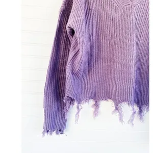 Fringe knit sweater Size Large‎ Purple thumbnail 4