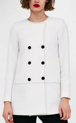 NEW Zara White Coat thumbnail 1