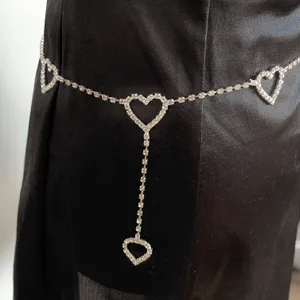 Rhinestones Heart Waist Chain Silver thumbnail 3