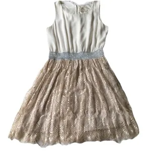 Anthropologie Pins & Needles Party Dress Women Medium Cream Sparkle Lace Boho thumbnail 1