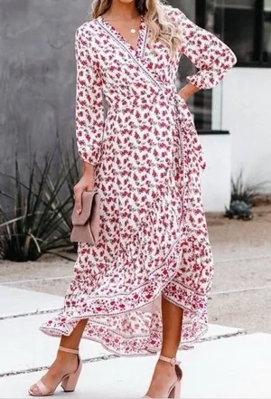 Anthropologie If By Sea Floral Wrap Midi Dress Small thumbnail 1