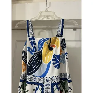 Sunday Up Tropical Colorful Toucan Tiered Maxi Dress Size Medium Cruise Vacation thumbnail 3