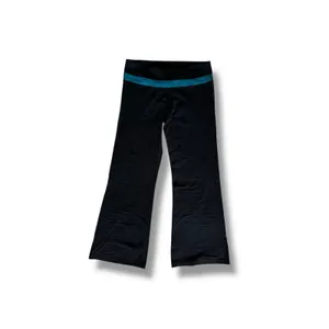Lululemon Groove Flare Leg Pull-on Pants Black Blue Stripe Band Activewear ~14 thumbnail 2