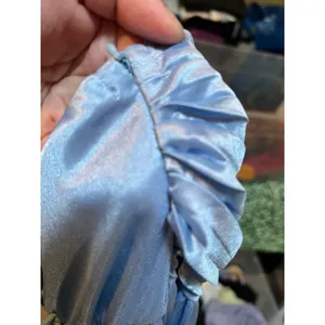 Women's Size Medium Strapless Maxi Dress Plisse Pleated Light Blue Corset Back thumbnail 10