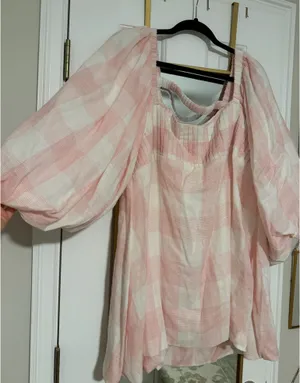 Boutique Pink Plaid Long Sleeve Dress thumbnail 1