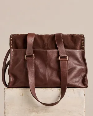 Free People We The Free Shay Brown Leather Studded Tote Bag Boho Western Crossbody SOLD OUT thumbnail 2