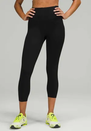 Lululemon Base Pace High-Rise Crop 23 Black Running Leggings Size 2 LW6BO1S thumbnail 1